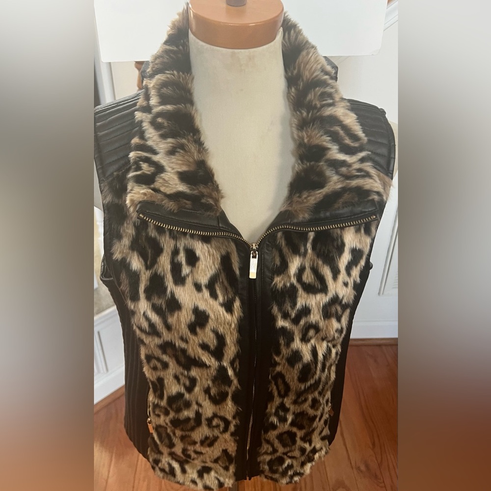 Women’s faux leather and fur vest